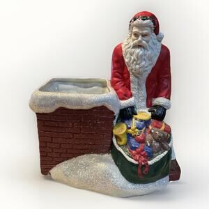 Vintage Claire Burke Ceramic Santa Claus Vintage Candy Dish, Potpourri, Planter